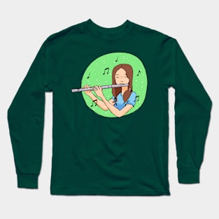 Girl Playing Flute Long Sleeve T-Shirt